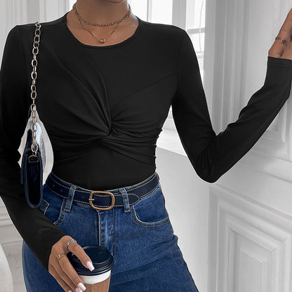 Damen Langärmliger Body mit innovativem Knotendesign Stalluxe