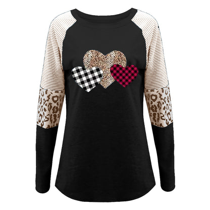 Damen Lässiges Langarmshirt mit Herzmuster und strukturiertem Design Stalluxe