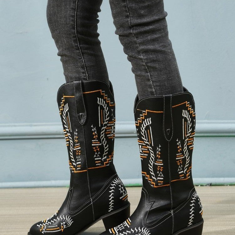 Damen Cowboystiefel mit kunstvoller Stickerei Stalluxe