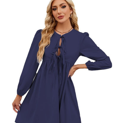Damen verspielt tailliertes Kleid mit Schleifenöffnung und Puffärmeln Stalluxe