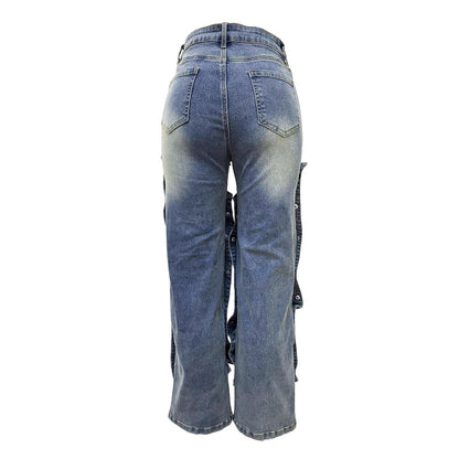 Damen Oversize Cargo-Jeans mit praktischem Knopfverschluss Stalluxe