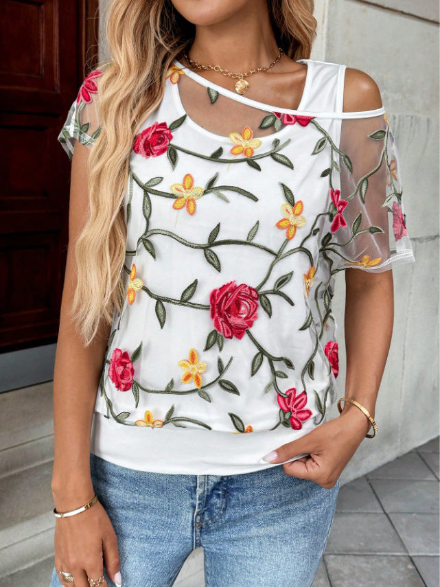 Damen Blouse mit floralen Applikationen Stalluxe