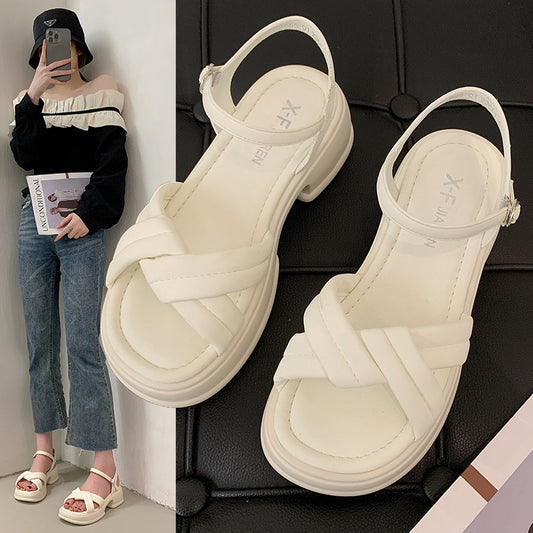 Damen Sandalen mit elegantem Kreuzriemen und komfortablem Blockabsatz Stalluxe