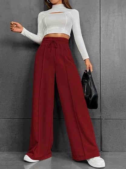 Damen Bequeme und elegante Lounge-Hose mit hohem Bund und praktischen Taschen Stalluxe
