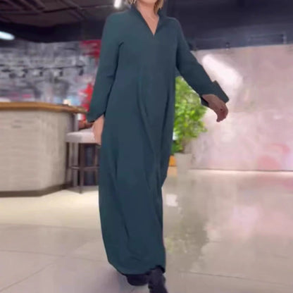 Damen Kaftankleid mit praktischen Taschen und elegantem Kragen Stalluxe