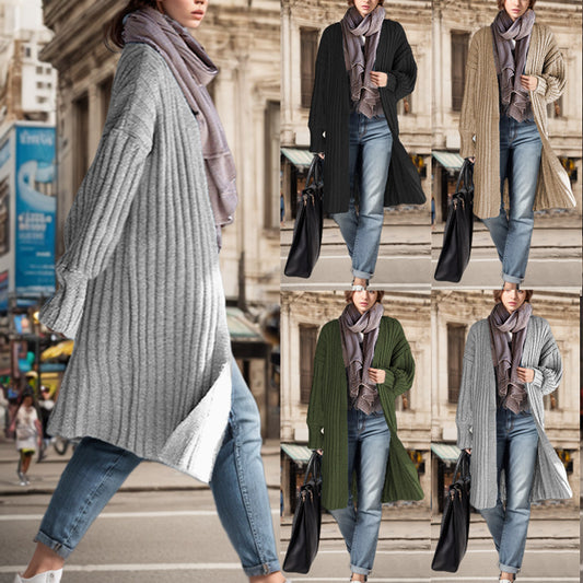Damen Langer Strickmantel im lässigen Schnitt mit tiefen Taschen und weichem Griff Stalluxe