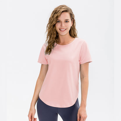 Damen Atmungsaktives Fitness-T-Shirt mit Rundhalsausschnitt und sportlichem Schnitt Stalluxe