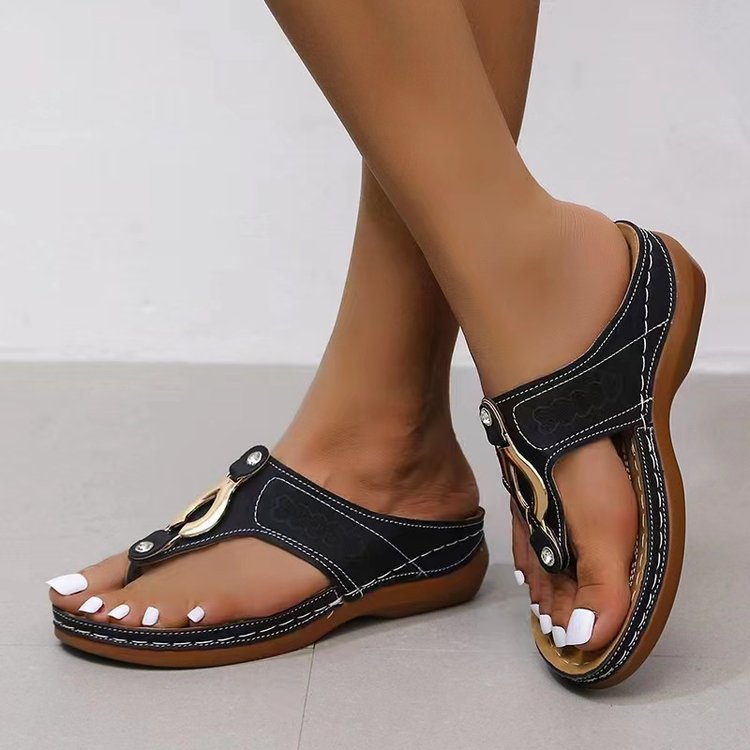 Damen Bequeme Zehentrenner-Sandalen mit elegantem Riemendesign Stalluxe