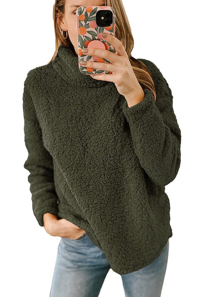 Damen Kuscheliger Sweatshirt-Pullover mit hohem Kragen und strukturiertem Fleece Stalluxe