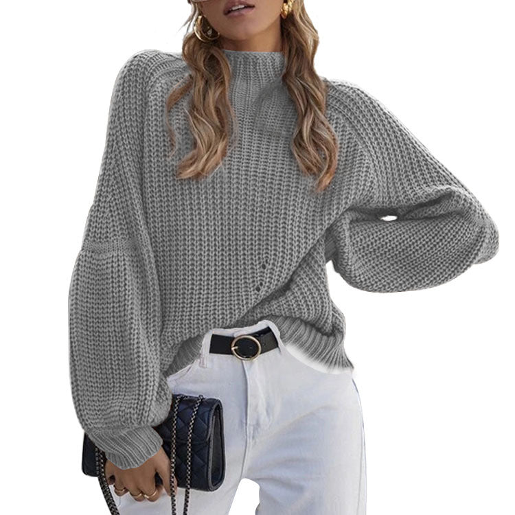 Damen Strickpullover mit weitem Schnitt und modernen Puffärmeln Stalluxe