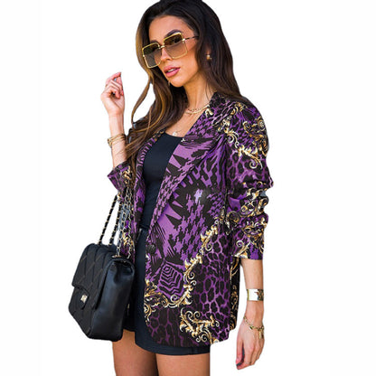 Damen Modischer Blazer mit extravagantem Muster und lockerer Passform Stalluxe