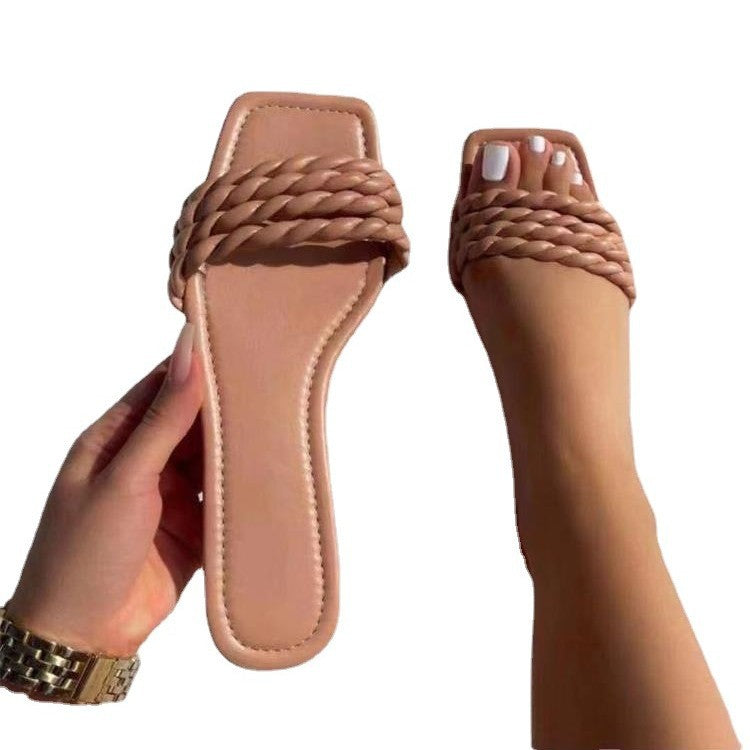 Damen Braided Slip-On Sandalen Stalluxe