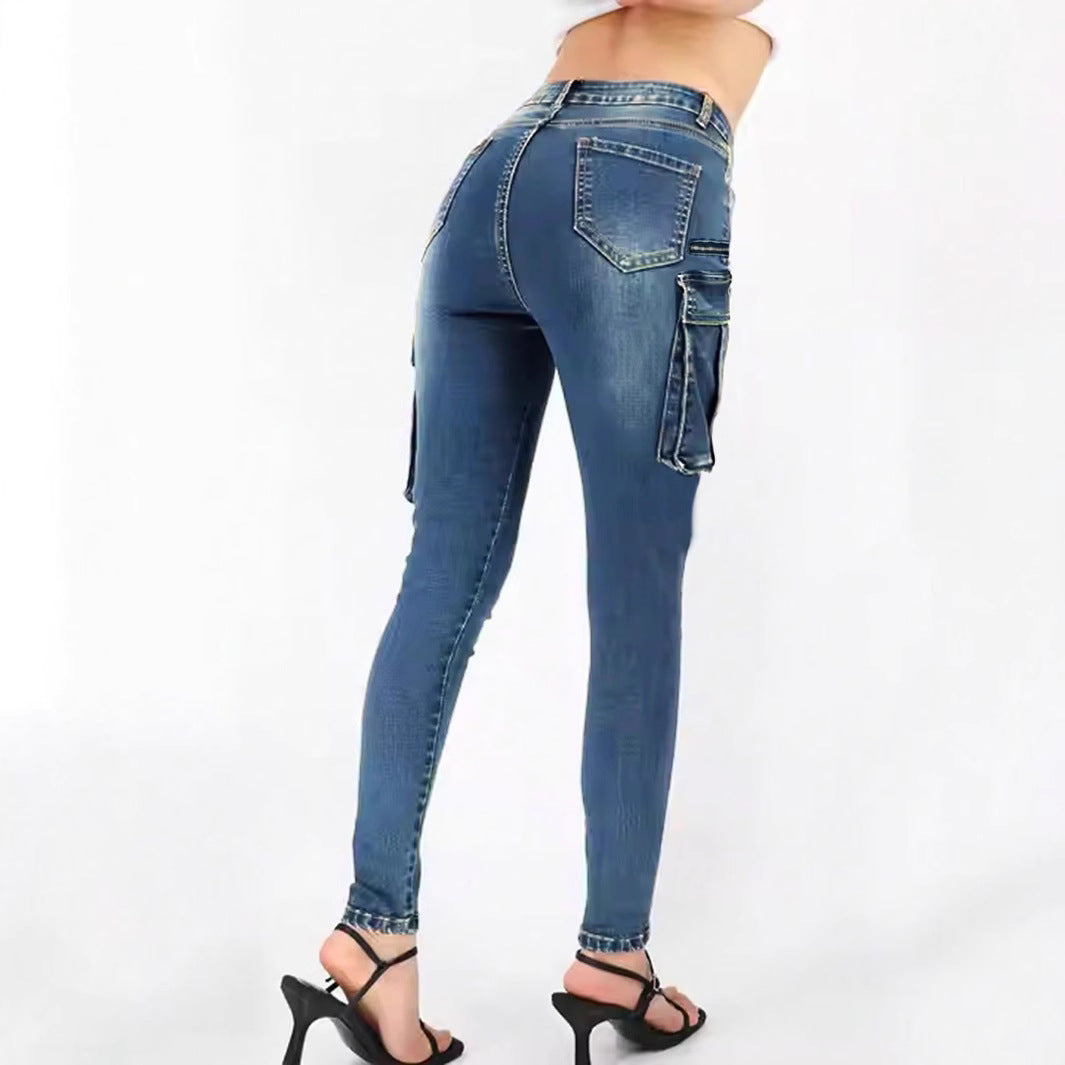 Damen Cargo-Jeans mit hohen Taschen und schmalem Schnitt Stalluxe