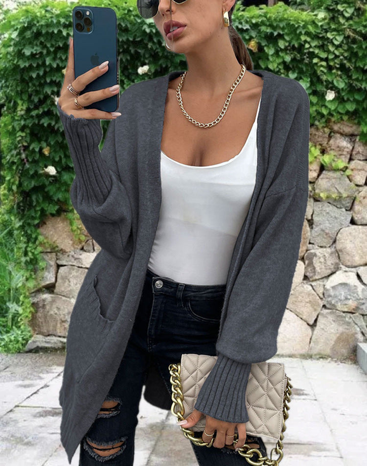Damen Strickcardigan mit legerem Schnitt und tiefen Taschen Stalluxe Grau