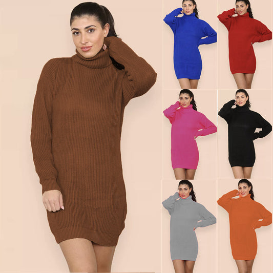Damen Strickkleid mit hohem Kragen und relaxed Schnitt Stalluxe