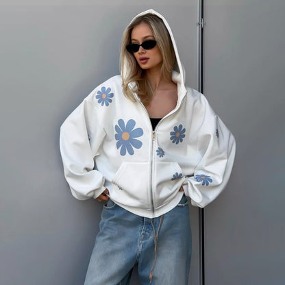 Damen Kapuzenjacke mit floralen Motiven und lässigem Schnitt Stalluxe