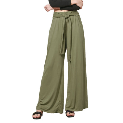 Damen Weite Jersey-Hose mit Bindegürtel und hohem Bund Stalluxe