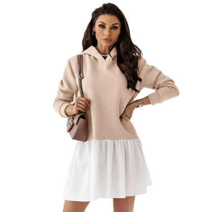 Damen lässiges Sweatkleid mit Kapuze Stalluxe