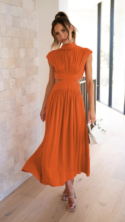 Damen Maxikleid mit elegantem Cut-Out und plissierten Details Stalluxe
