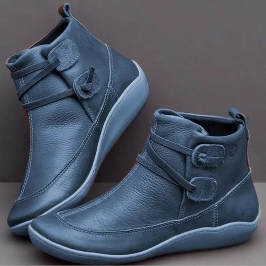 Damen Bequeme Lederstiefeletten mit innovativem Schnallenverschluss Stalluxe