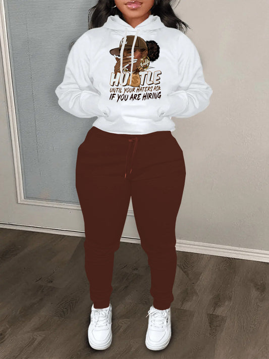 Damen Hoodie und Jogginghose Set mit motivierendem Aufdruck Stalluxe