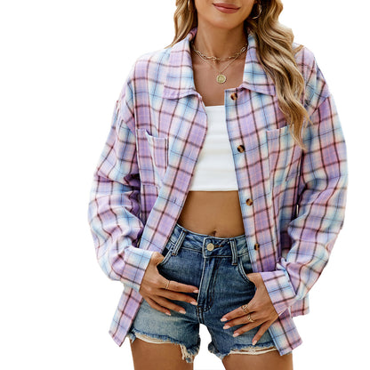 Damen Karierte Overshirtjacke mit lässigem Schnitt und praktischen Taschen Stalluxe