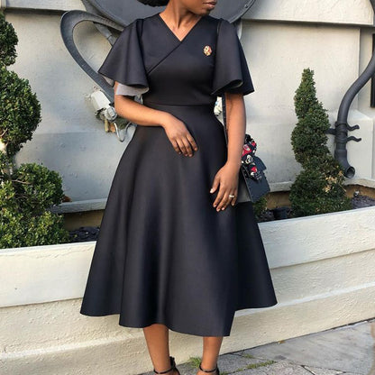 Damen Wickelkleid mit fließendem Schnitt und voluminösen Ärmeln Stalluxe
