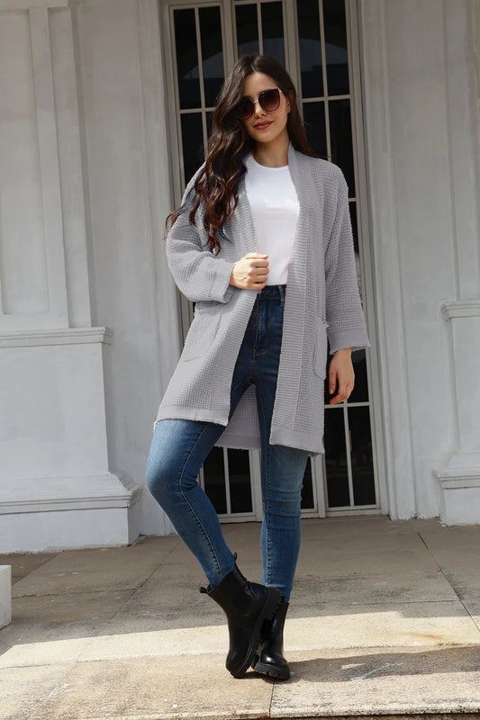 Damen Offene Strickjacke im lässigen Design mit praktischen Taschen Stalluxe