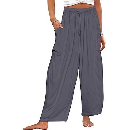 Damen Weit geschnittene Sommerhose mit elastischem Bund und praktischen Seitentaschen Stalluxe