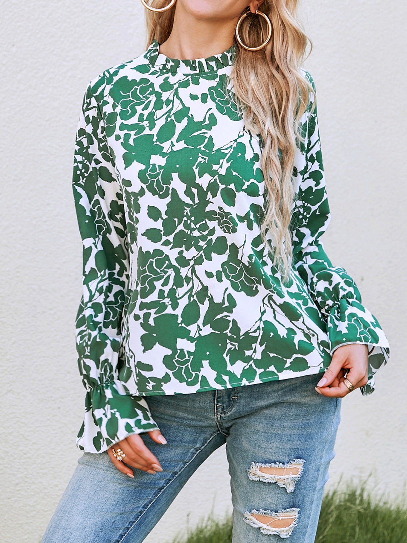 Damen Bluse mit floralem Design und Rüschendetails Stalluxe