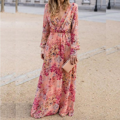 Damen Maxikleid mit voluminösen Ärmeln und elegantem floralem Design Stalluxe