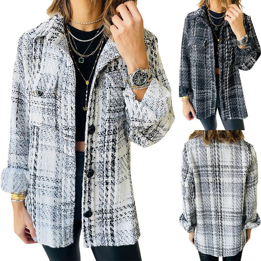 Damen Karierte Overshirt-Jacke mit Taschen und lässigem Schnitt Stalluxe