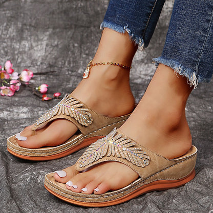 Damen modische Zehentrenner-Sandalen mit glitzernden Applikationen Stalluxe