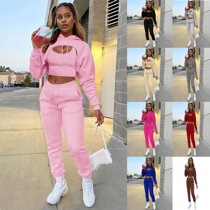 Damen Sportlicher Zweiteiler mit cropped Hoodie und bequemen Jogginghosen Stalluxe