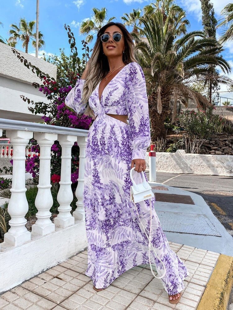 Damen Maxikleid mit floralem Schnitt und hübschen Rüschendetails Stalluxe