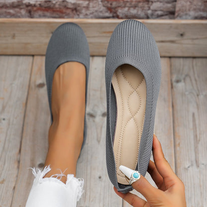 Damen Komfortable Strick-Ballerinas mit flexiblem Sohlenmaterial Stalluxe