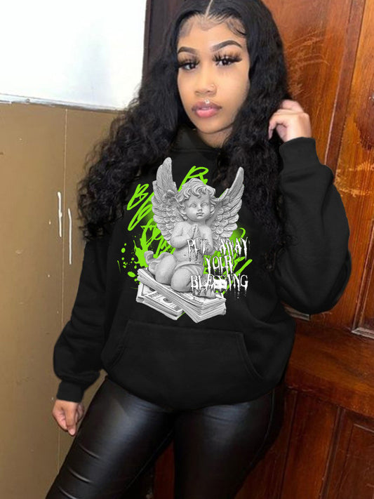 Damen Hoodie mit künstlerischem Engel-Design Stalluxe