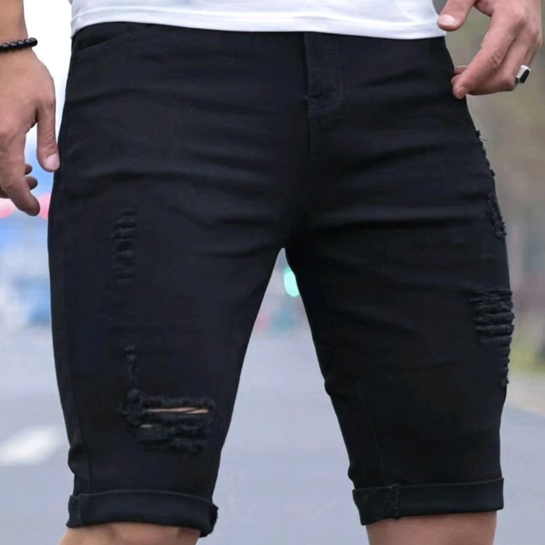 Herren Ripped Denim Shorts Stalluxe