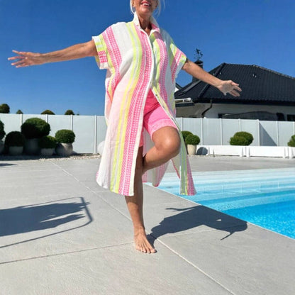 Women's Breezy Cotton Button-Up Cover-Up Dress Stalluxe