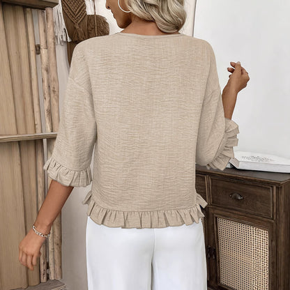Damen lässige Bluse mit Rüschen Stalluxe