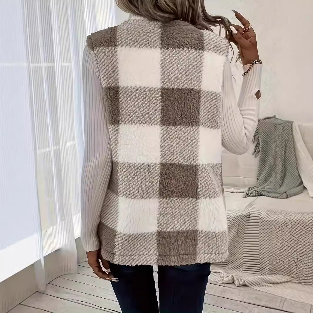Damen Gemusterte Fleece-Weste mit praktischen Taschen Stalluxe