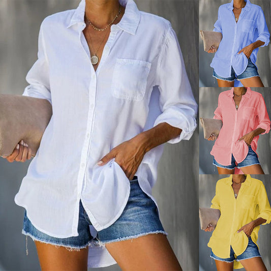 Damen lässige Bluse mit entspannter Passform und praktischer Brusttasche Stalluxe
