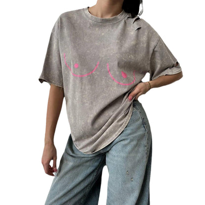Damen Oversized T-Shirt mit kreativem Druck und lässigem Schnitt Stalluxe