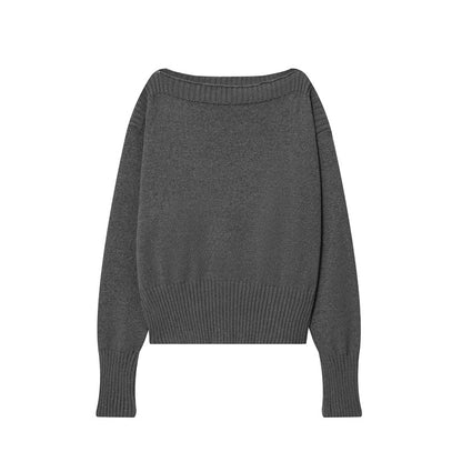 Damen lockerer Strickpullover mit überschnittenen Schultern und breitem Bündchen Stalluxe