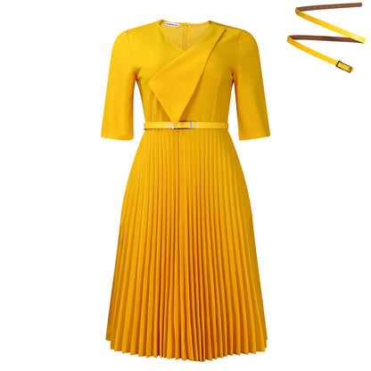 Damen Plissiertes Wickelkleid mit Taillengürtel Stalluxe