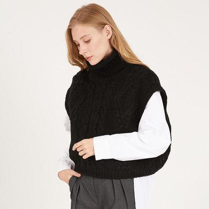 Damen modischer Strickpullover mit hohem Kragen und Zopfmuster Stalluxe