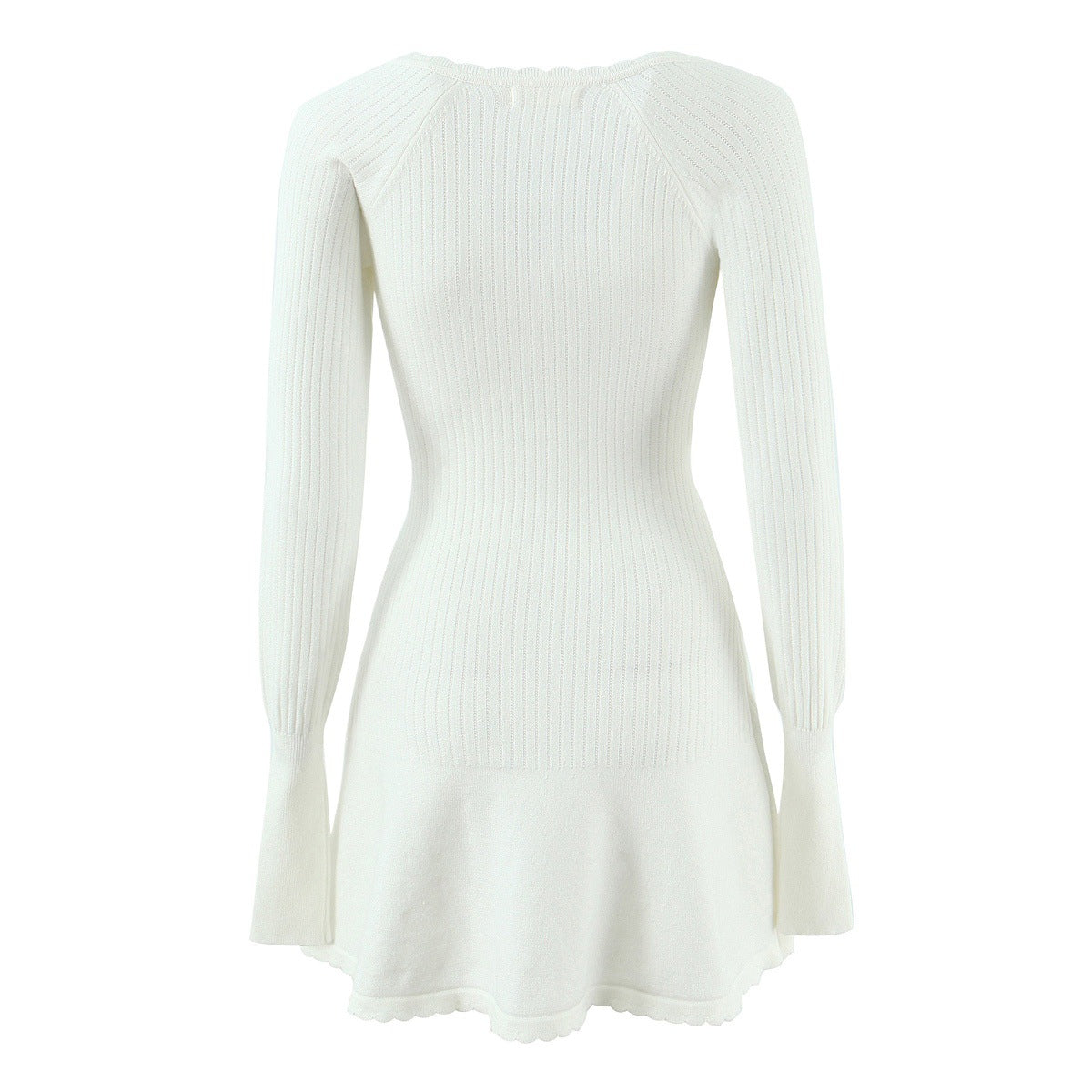 Damen Strickpullover mit elegantem V-Ausschnitt und schickem Rüschensaum Stalluxe