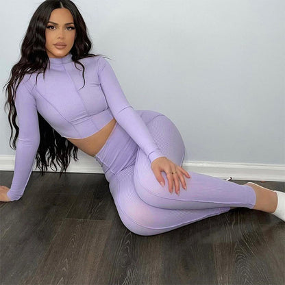Damen sportliches Crop-Top und Leggings-Set mit Rippstruktur Stalluxe