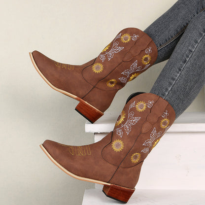 Damen Cowboystiefel mit verspieltem Blumenmuster Stalluxe