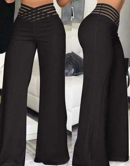 Damen Weite High-Waist-Hose mit verziertem Bund Stalluxe